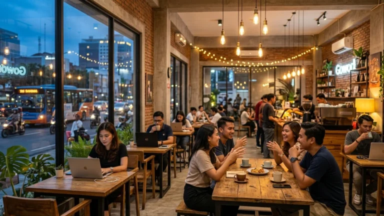 Suasana estetik di salah satu tempat nongkrong Surabaya yang nyaman untuk ngerjain tugas.