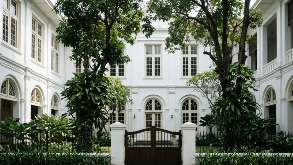 Halaman dalam kompleks House of Sampoerna Surabaya yang menjadi area parkir House of Sampoerna Surabaya bagi pengunjung museum