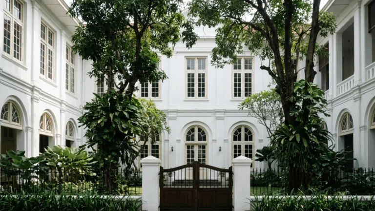 Halaman dalam kompleks House of Sampoerna Surabaya yang menjadi area parkir House of Sampoerna Surabaya bagi pengunjung museum