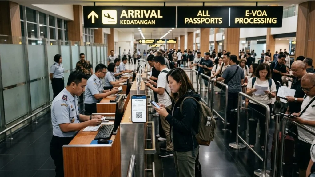 Ke Malaysia apakah perlu visa — turis mengisi Malaysia Digital Arrival Card di bandara